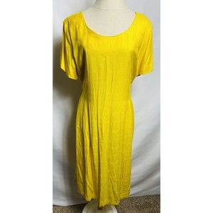 Vintage SARAH ELIZABETH Yellow Pineapple Embroidered dress Size 14